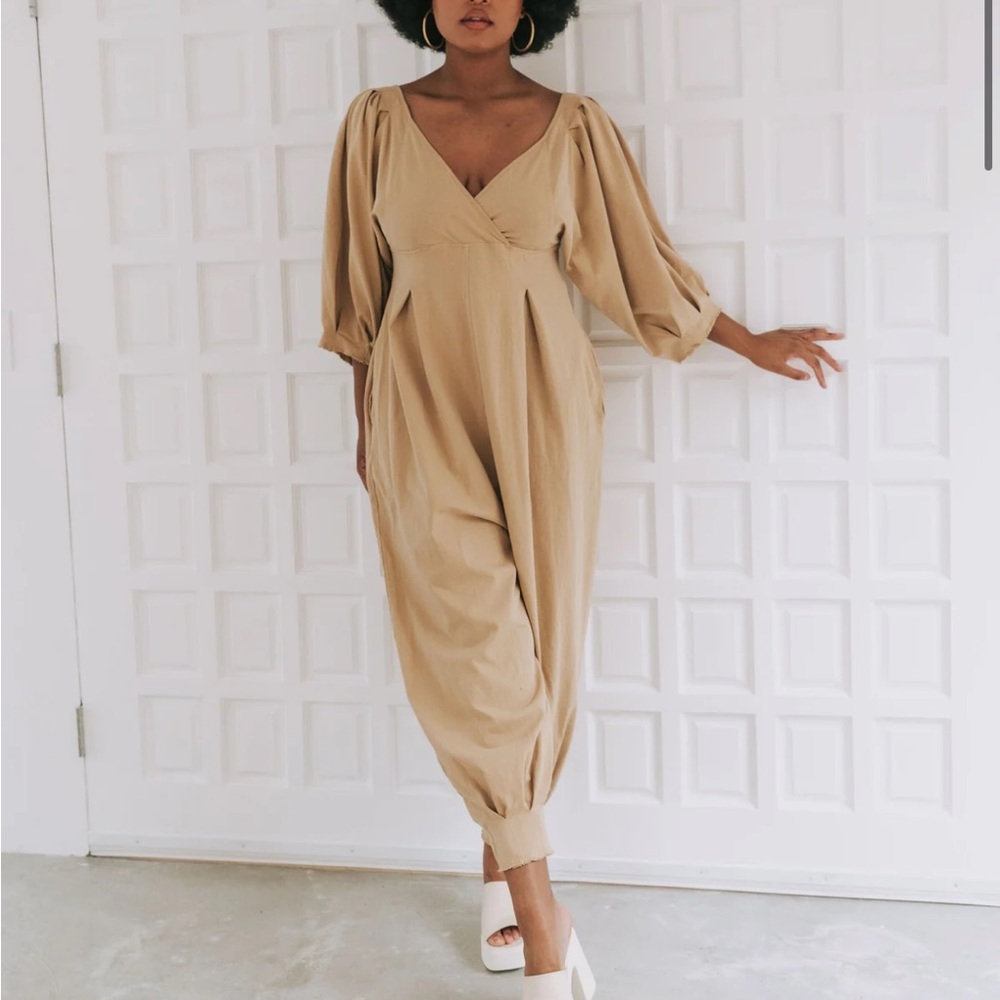 Free People intimately lotta love romper jumpsuit onesie size S in wheat